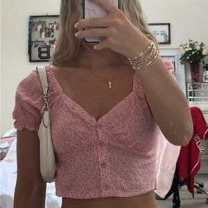 Princess Polly- pink cropped shirt